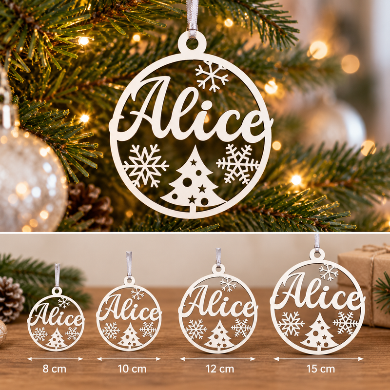 Boule de Noël personnalisée prénom gravée – Décoration de sapin