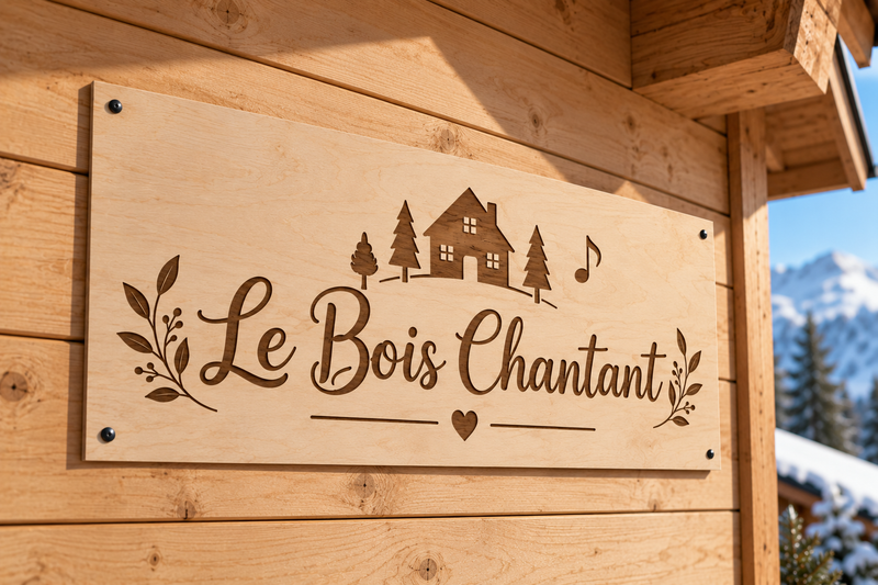 Plaque en bois personnalisée gravée sur mesure – Texte, dessin ou logo