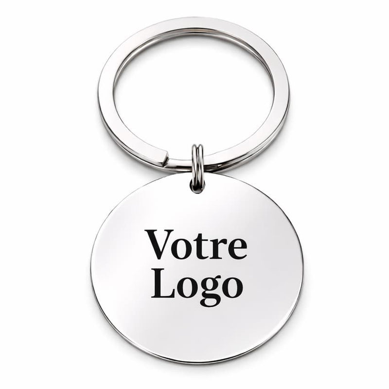 Porte clé en métal inox miroir avec gravure logo pour les professionnels
