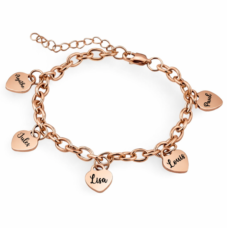 Bracelet Cœurs Personnalisé Femme – Prénoms Gravés