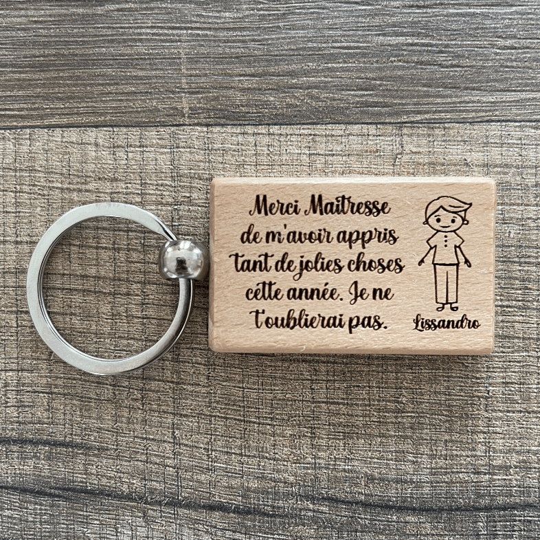 Porte clé personnalisé merci Maîtresse
