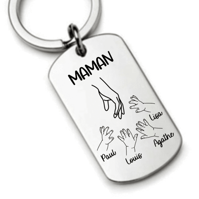 Porte-Clé Main de Maman et Enfants Personnalisable