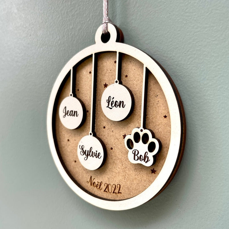 Boule de noël personnalisée famille