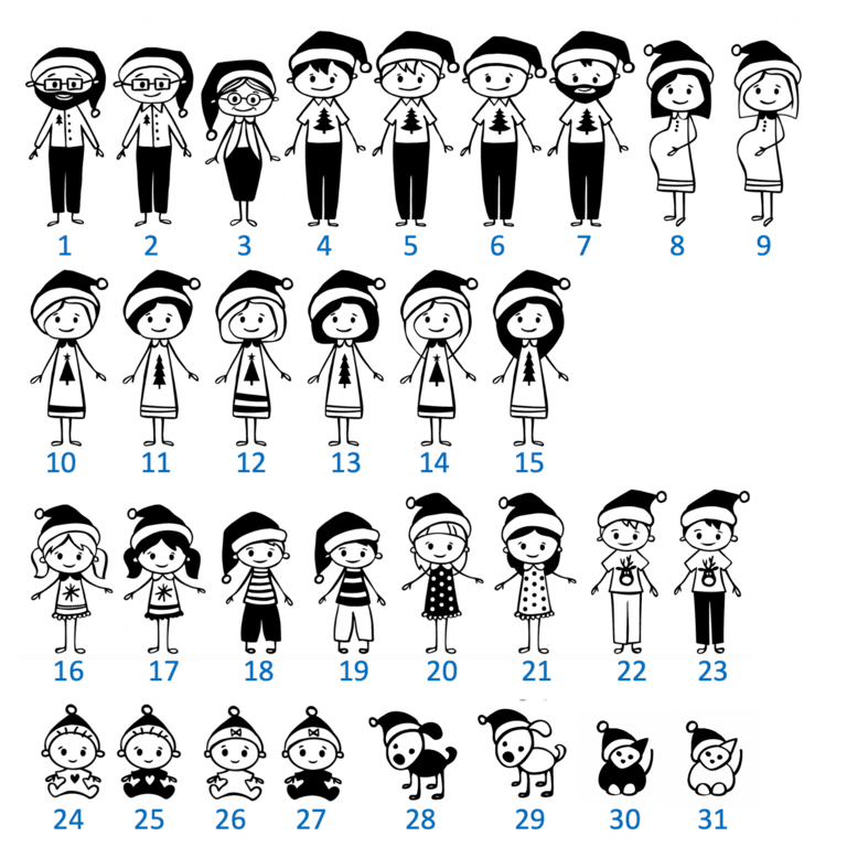 Boule de noël personnalisée famille déguisée