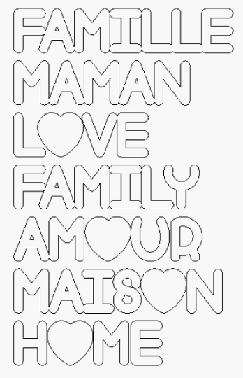 Décoration en bois, mot gravé