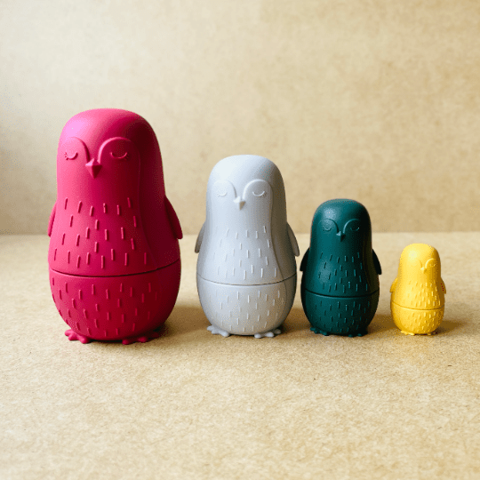 Poupée russe en silicone pingouin, jouet Montessori, jeu empilable sensoriel éveil et éducatif, idée cadeau bébé et enfant