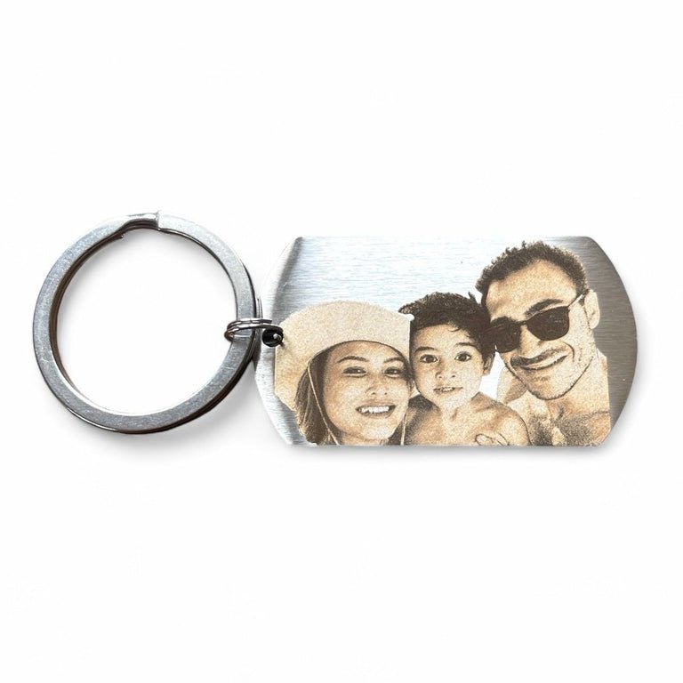 Porte clé Personnalisé Photo en acier inoxydable gravé