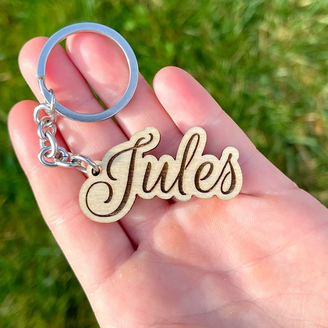 Porte clé personnalisé en bois, avec prénom ou texte
