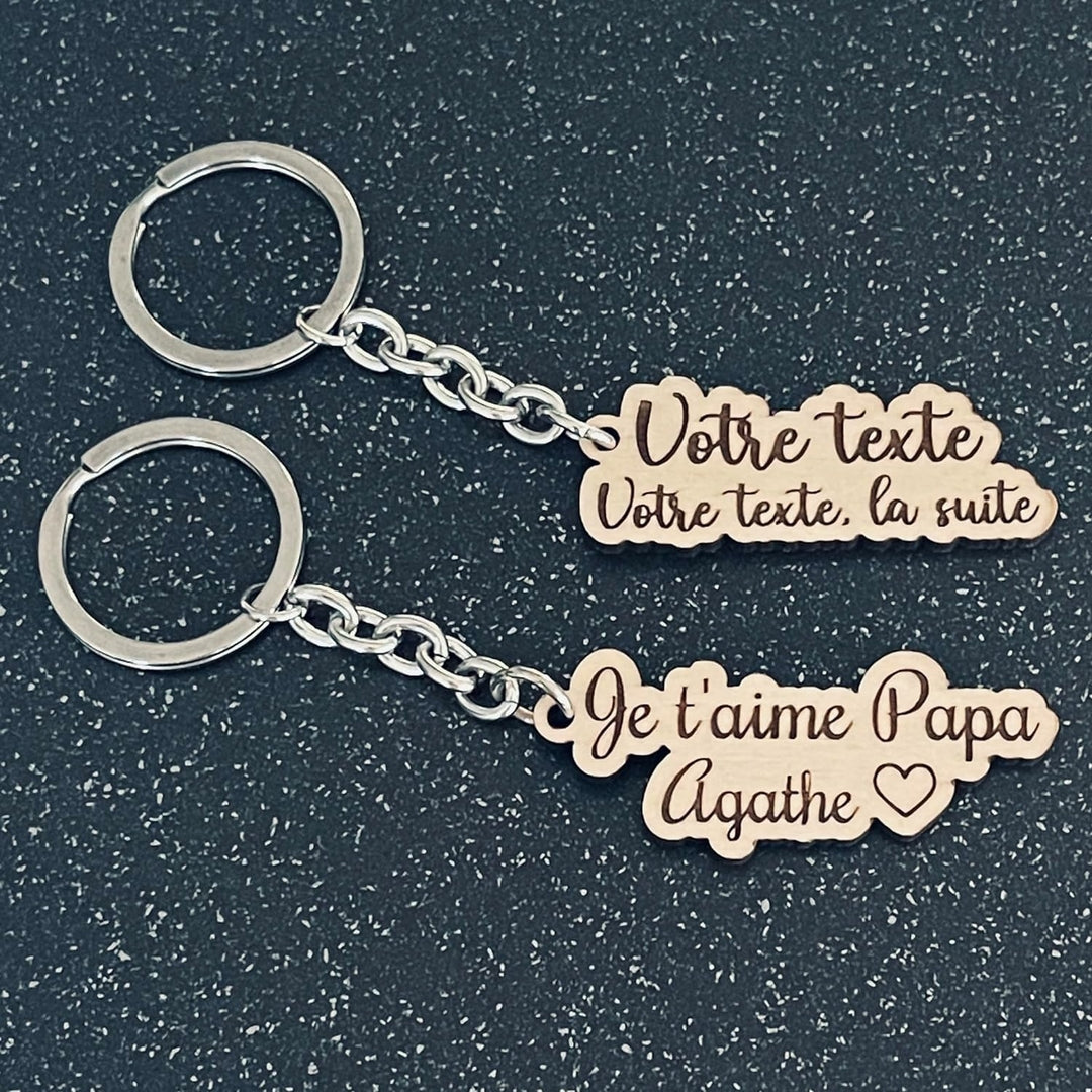 Porte clé personnalisé en bois, avec prénom ou texte