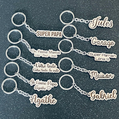 Porte clé personnalisé en bois, avec prénom ou texte