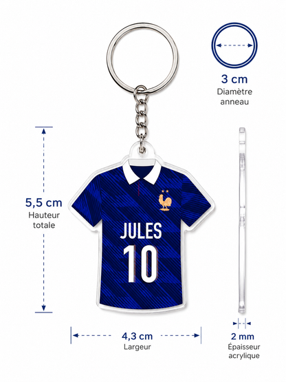 Porte-clés maillot de football personnalisé coupe du monde 2026