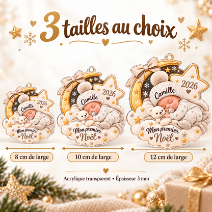 Décoration de Noël personnalisée prénom – Boule Mon premier Noël bébé