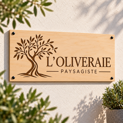 Plaque en bois personnalisée gravée sur mesure – Texte, dessin ou logo