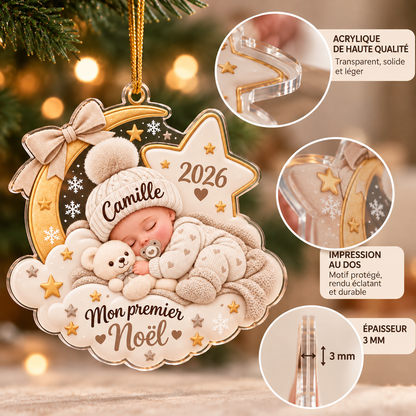 Décoration de Noël personnalisée prénom – Boule Mon premier Noël bébé