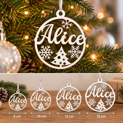 Boule de Noël personnalisée prénom gravée – Décoration de sapin
