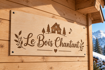 Plaque en bois personnalisée gravée sur mesure – Texte, dessin ou logo
