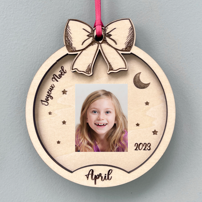 Boule de noël personnalisée avec photo en relief (avec photo d'identité ou autre photo)