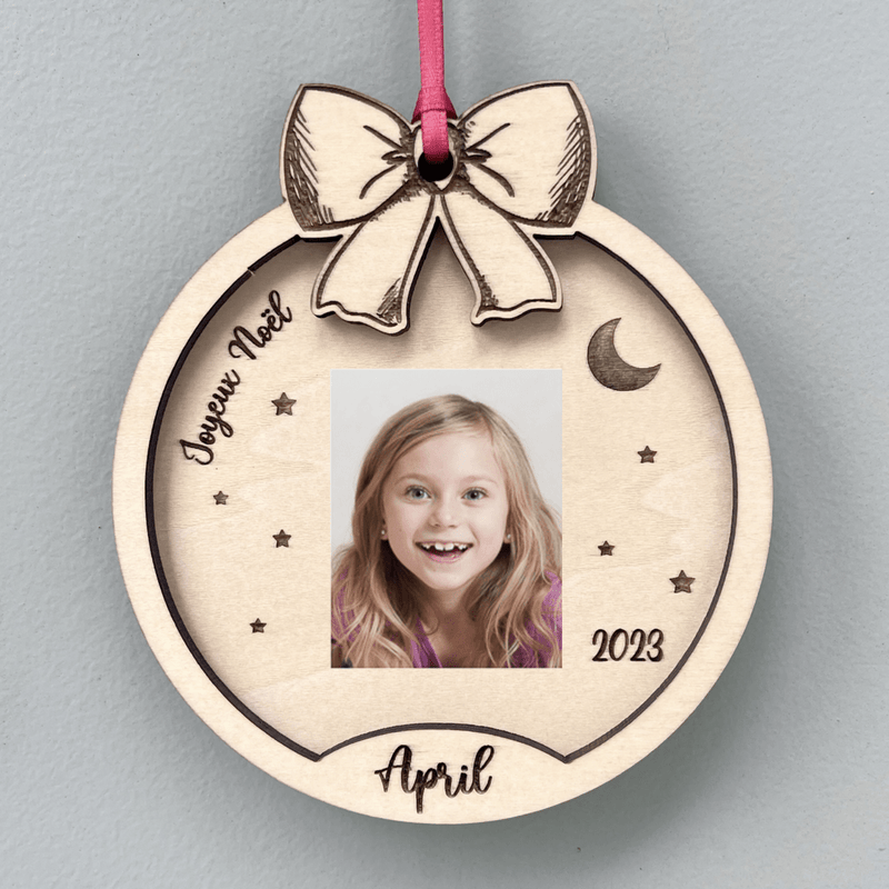 Boule de noël personnalisée avec photo en relief (avec photo d'identité ou autre photo)