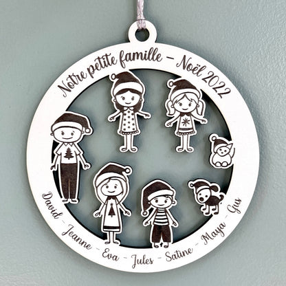 Boule de noël personnalisée famille déguisée