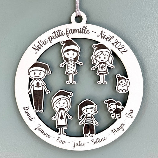 Boule de noël personnalisée famille déguisée