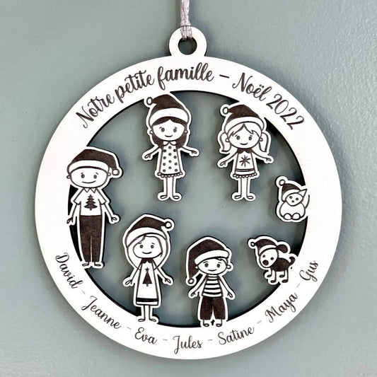 Boule de noël personnalisée famille déguisée