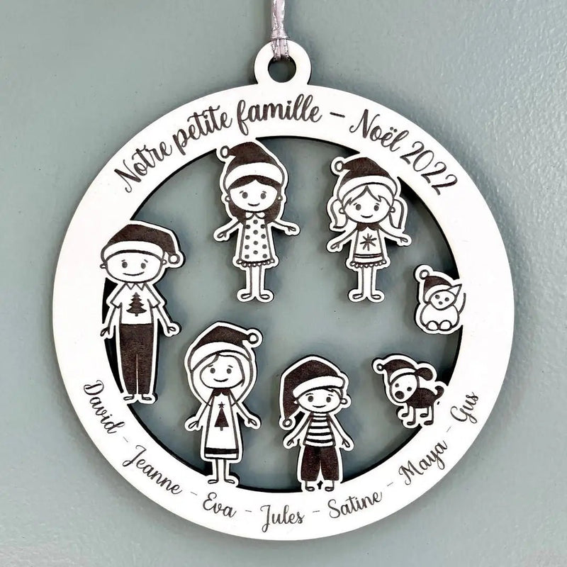 Boule de noël personnalisée famille déguisée