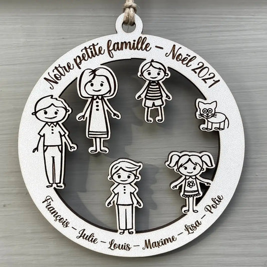 Boule de noël personnalisée famille en bois