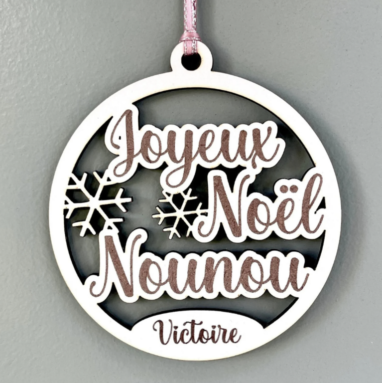 Joyeux noël Nounou, cadeau de noël personnalisable avec le prénom de votre choix