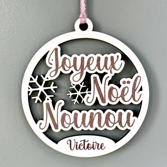 Joyeux noël Nounou, cadeau de noël personnalisable avec le prénom de votre choix