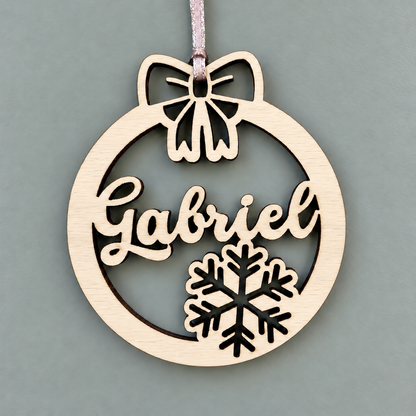 boule de noel prénom découpée Gabriel