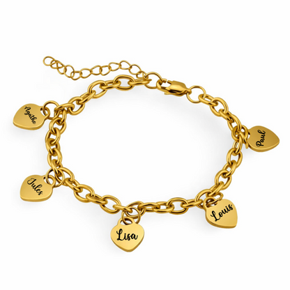 Bracelet Cœurs Personnalisé Femme – Prénoms Gravés
