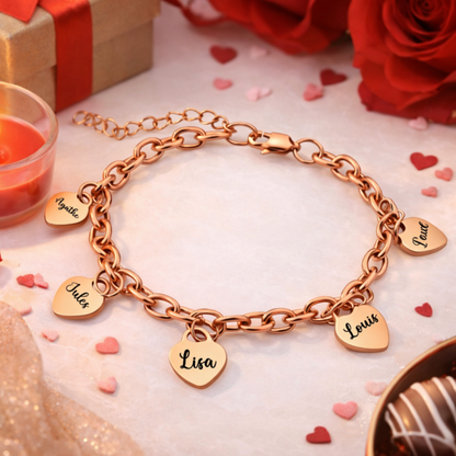 Bracelet Cœurs Personnalisé Femme – Prénoms Gravés