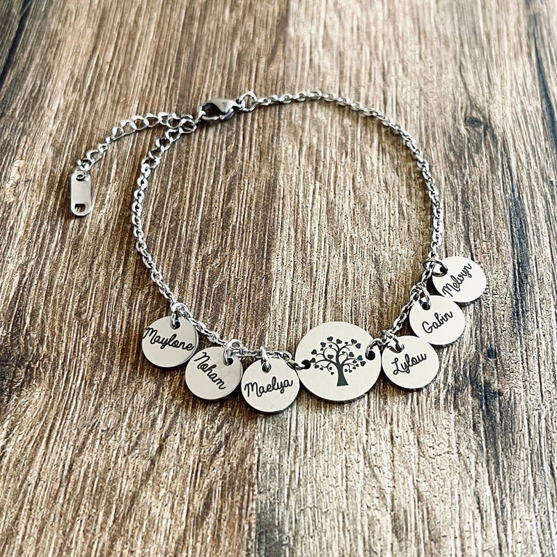 Bracelet personnalisé arbre de vie et médailles