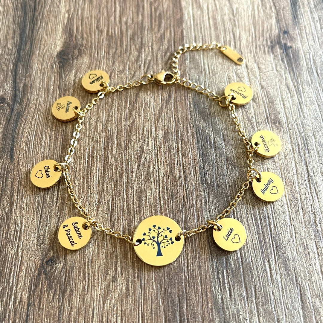 Bracelet personnalisé arbre de vie et médailles