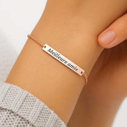 bracelet personnalisé gravé meilleure amie en acier inoxydable
