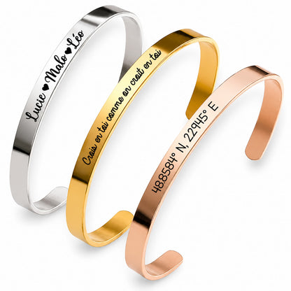 Bracelets bangle en inox miroir en 3 couleurs