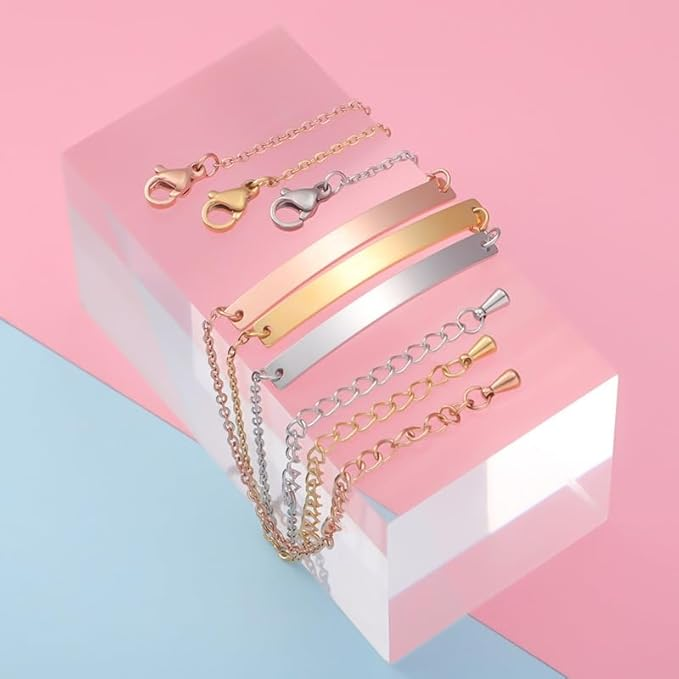 bracelet personnalisé plaque gravée disponible en argent or et or rose