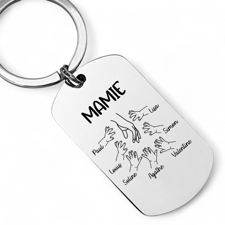 Porte clés MAMIE Cadeau Personnalisé avec les Noms de ses petits Enfants