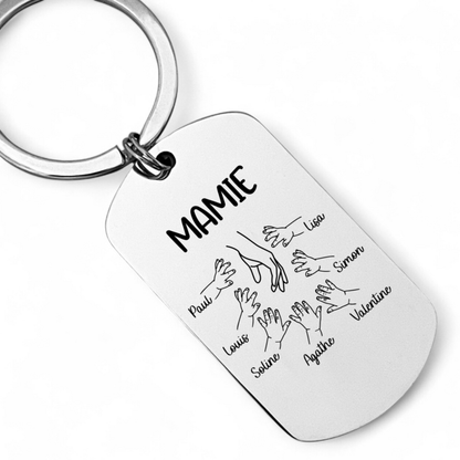 Porte clés MAMIE Cadeau Personnalisé avec les Noms de ses petits Enfants