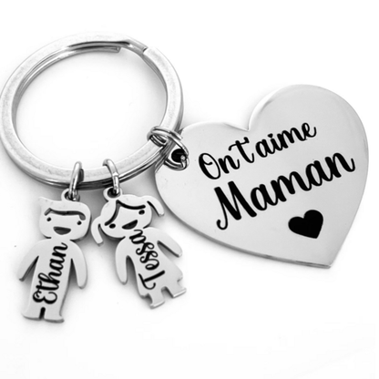Cadeau Maman Fete des Meres : Porte-clés Coeur avec breloques Enfants