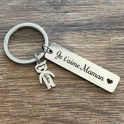 Porte-clés personnalisé Papa – Cadeau Fête des Pères - Gravure prénom(s) enfants