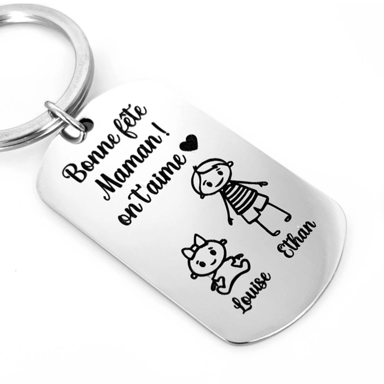 Cadeau fête des mères, porte clé personnalisé avec personnages, cadeau pour maman personnalisable