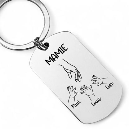 Porte clés MAMIE Cadeau Personnalisé avec les Noms de ses petits Enfants