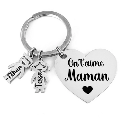 Cadeau Maman Fete des Meres : Porte-clés Coeur avec breloques Enfants