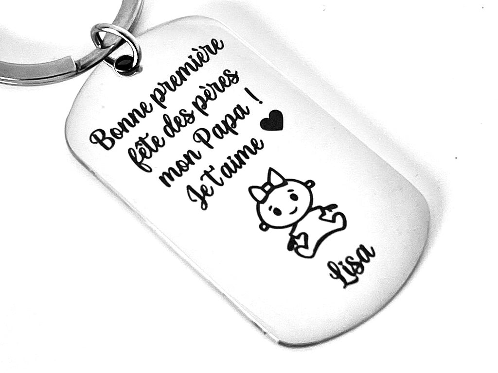 Porte clé personnalisé première fête des pères avec enfants