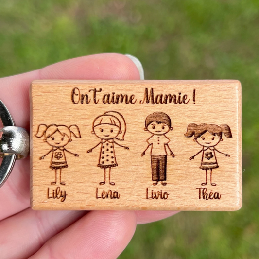 Porte clé personnalisé en bois cadeau fête des mamies, fête des grand mère, cadeau pour mamie