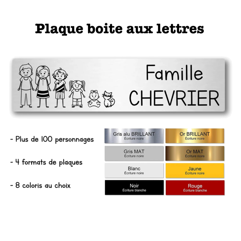 Plaque pour boite aux lettres personnalisée gravée famille adhésive