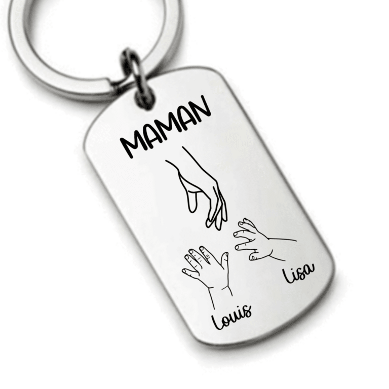 Porte-Clé Main de Maman et Enfants Personnalisable