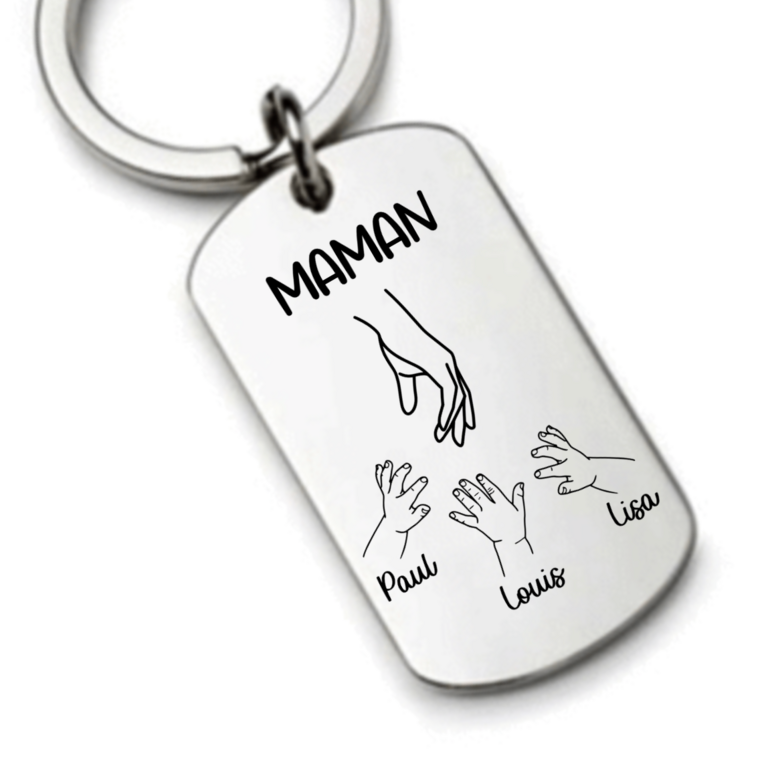 Porte-Clé Main de Maman et Enfants Personnalisable