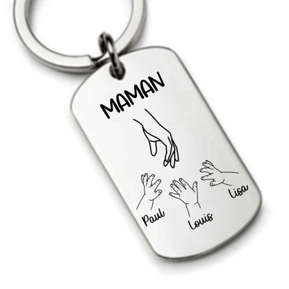 Porte-Clé Main de Maman et Enfants Personnalisable